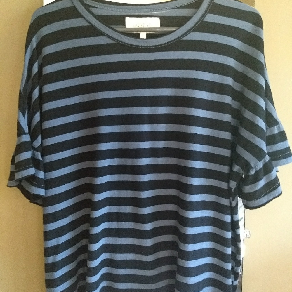 THE GREAT. The Ruffle Stripe Tee